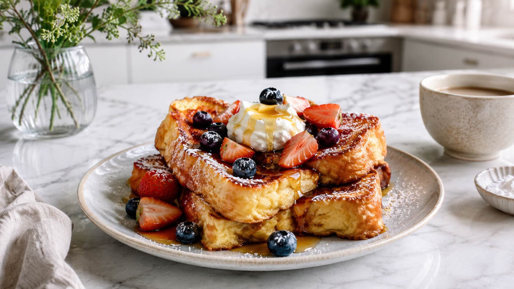 Arme riddere av brioche med bær og mascarpone