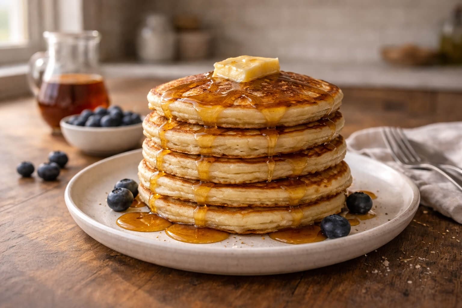 Armerikanske pannekaker med lønnesirup