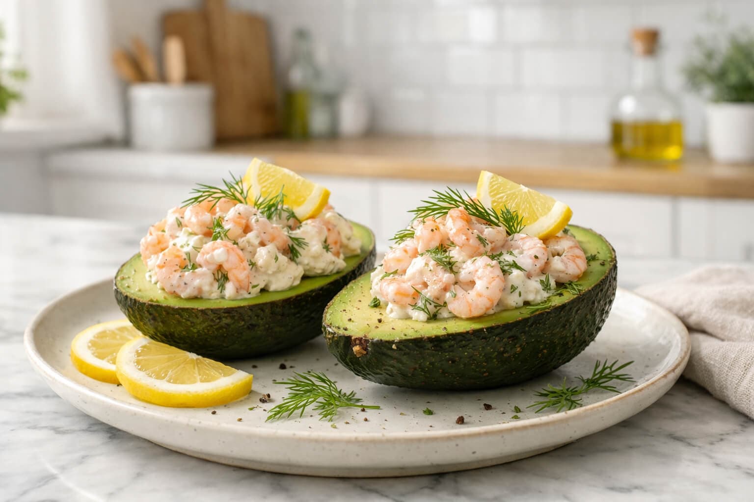 Avocado fylt med rekesalat