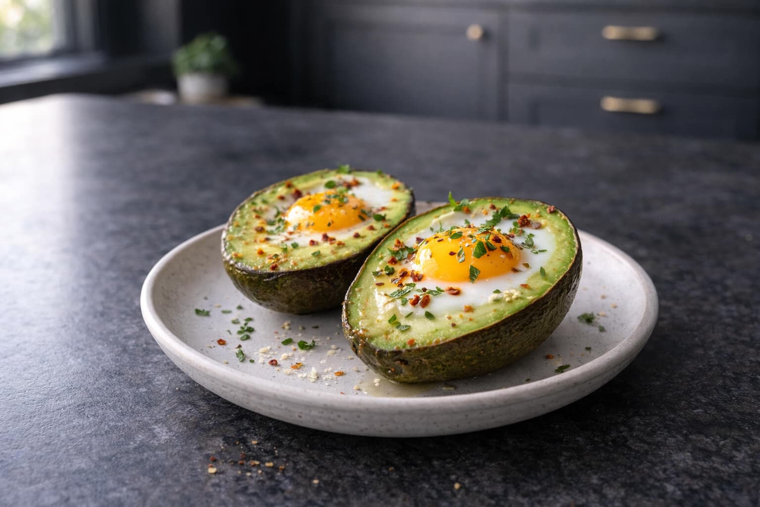Bakt egg i avokado