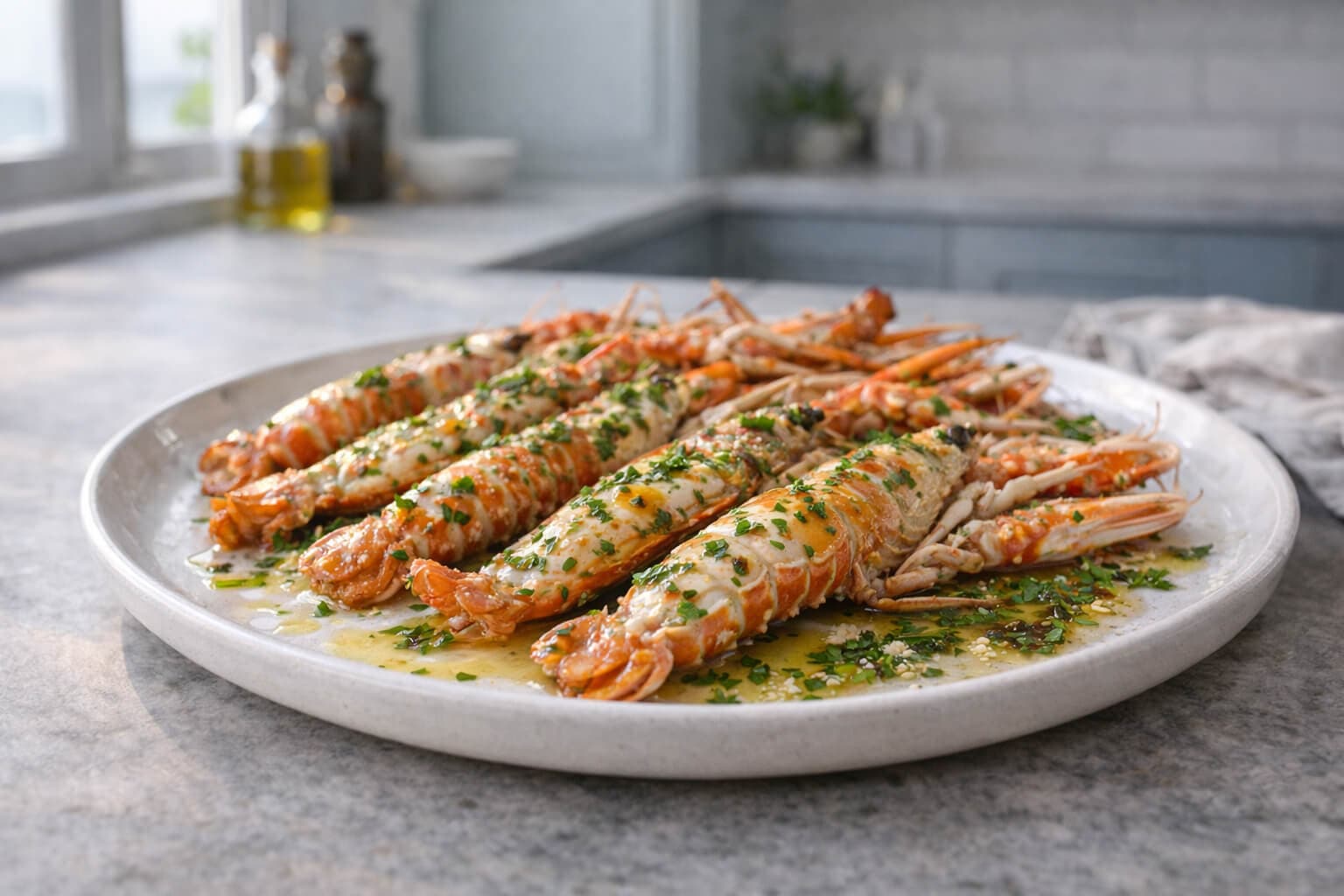 Bakt sjøkreps med hvitløkssmør