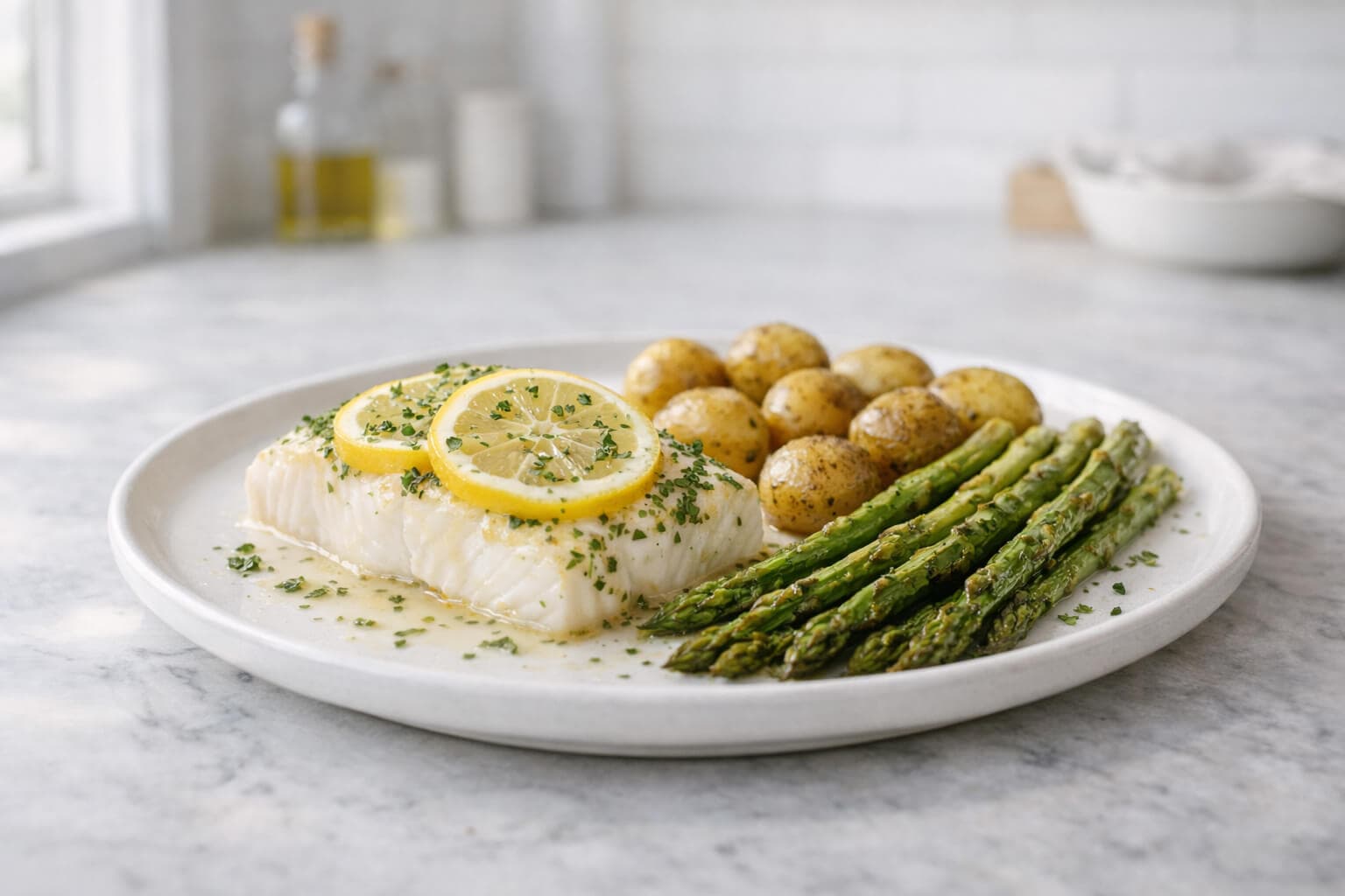 Bakt torsk med sitron og urter