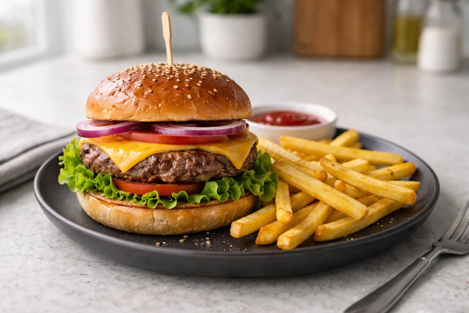 Burger med fries