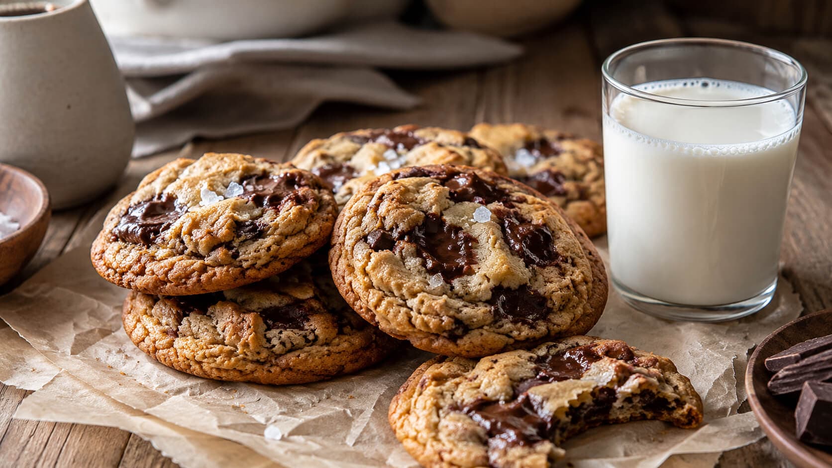 Chocolate chip cookies med havsalt