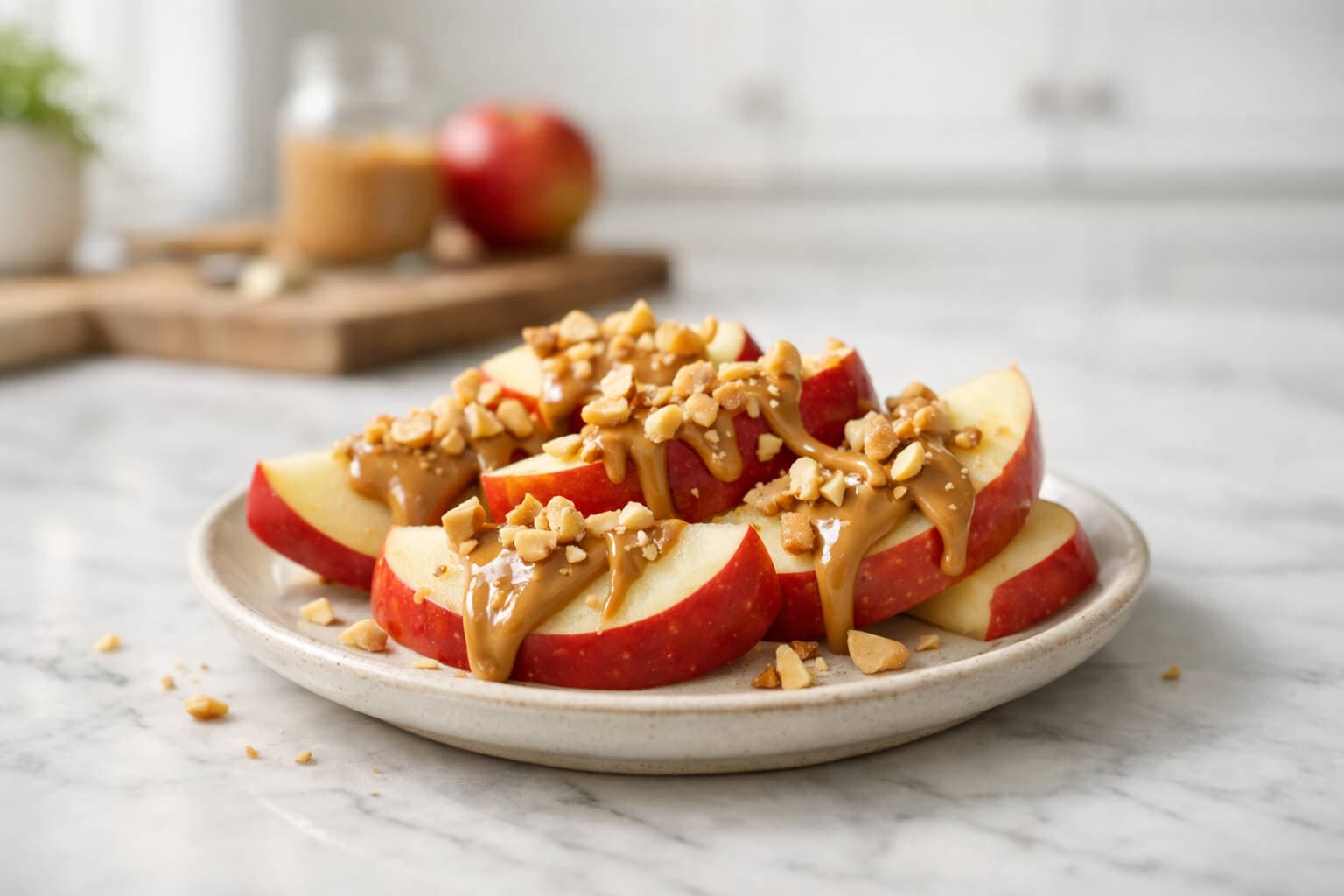 Epleskiver med peanøttsmør