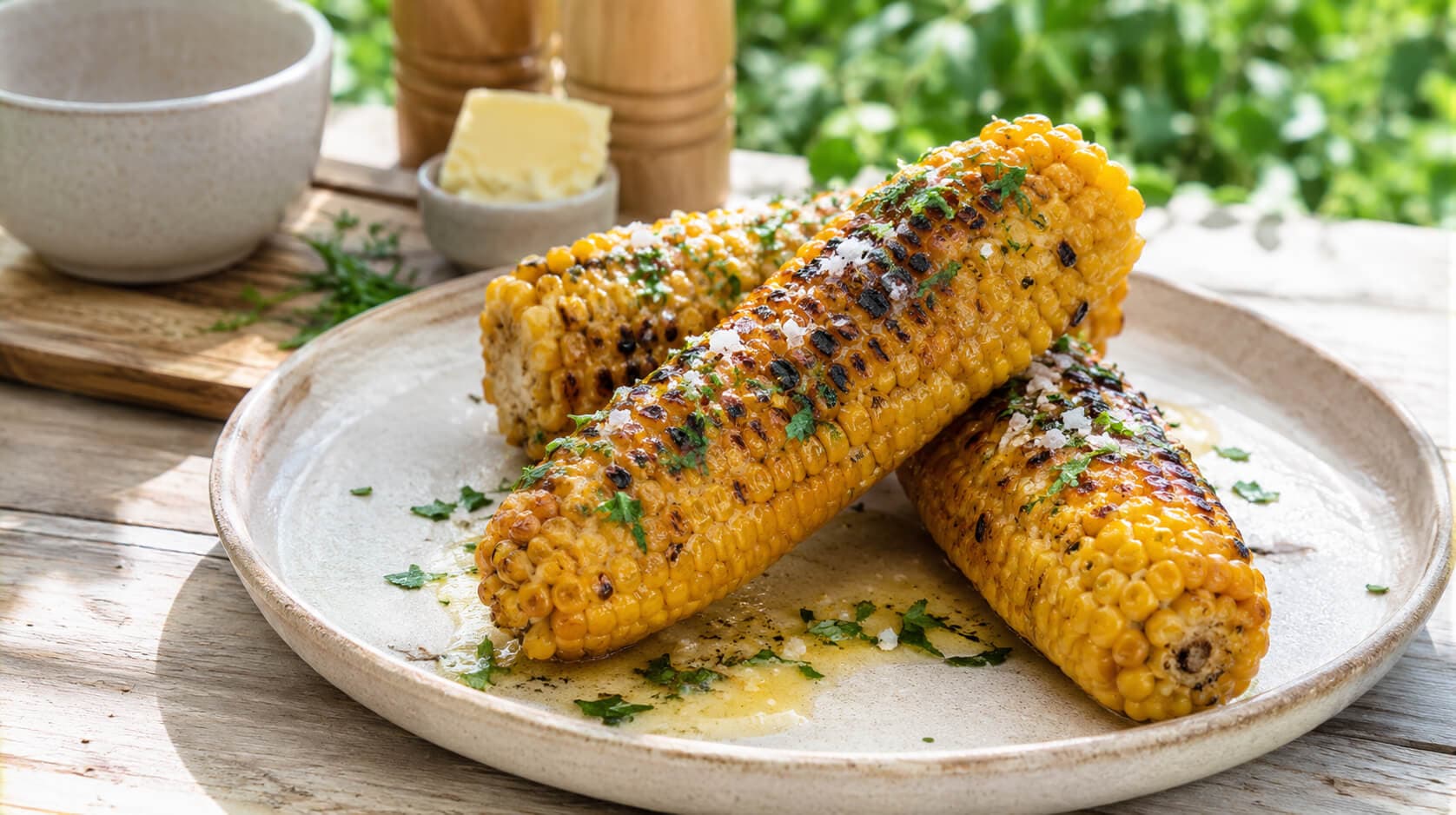 Grillet mais med urtesmør