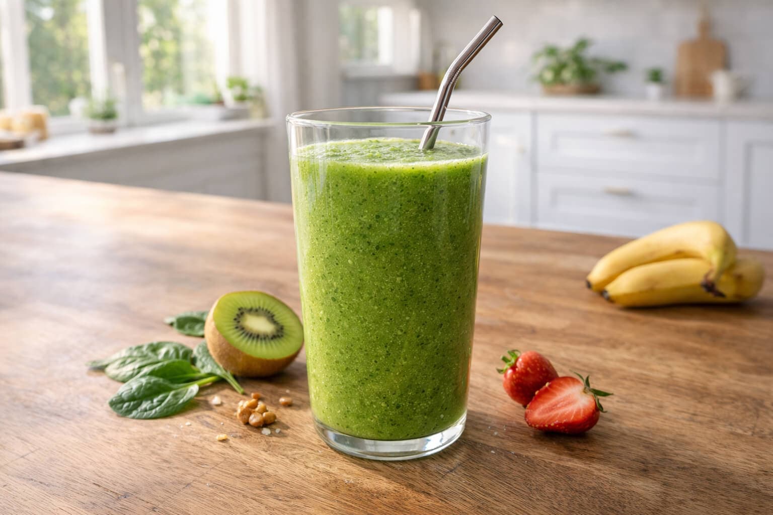 Grønnsakssmoothie med spinat og kiwi