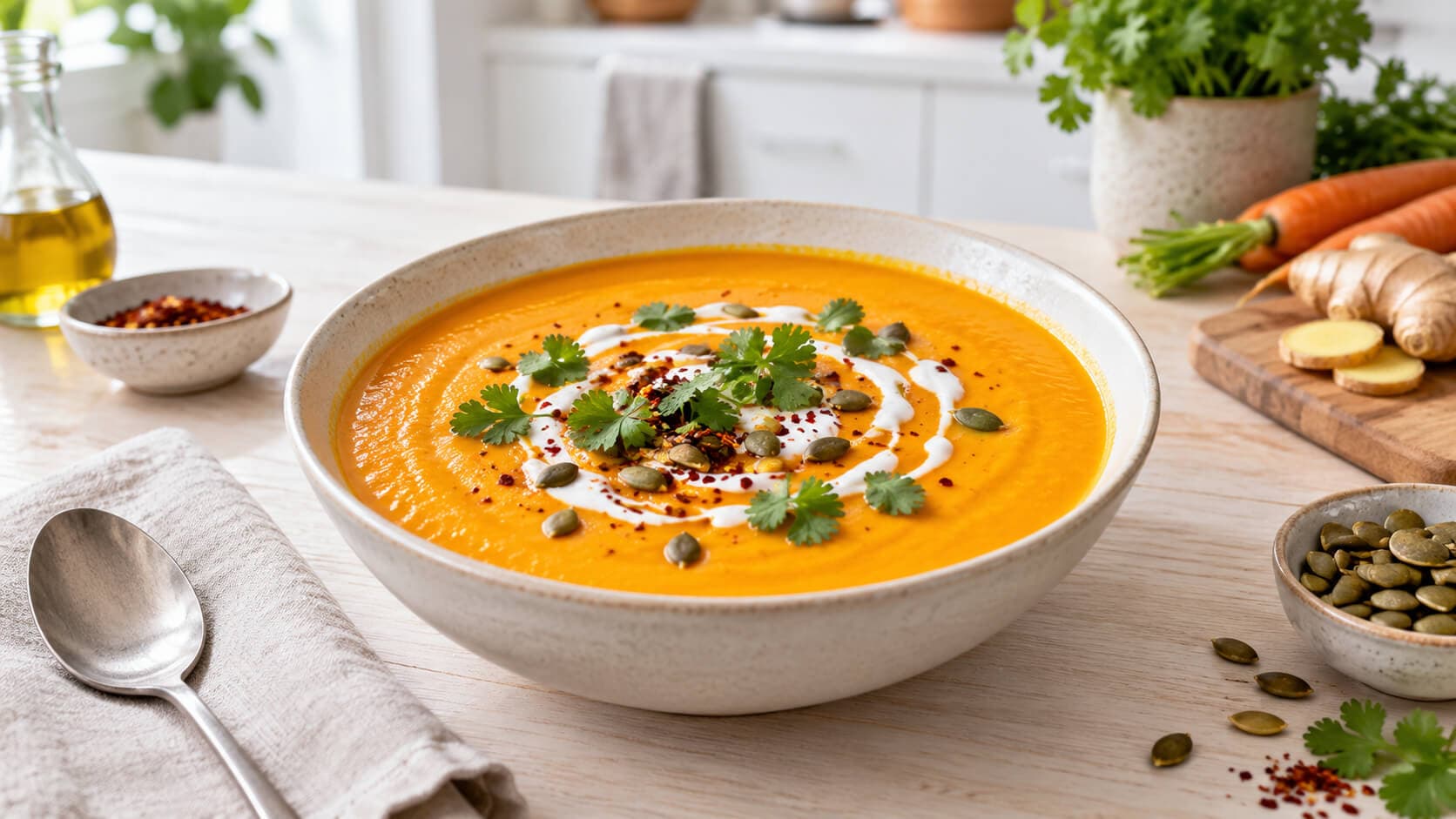 Gulrotsuppe med ingefær og kokosmelk