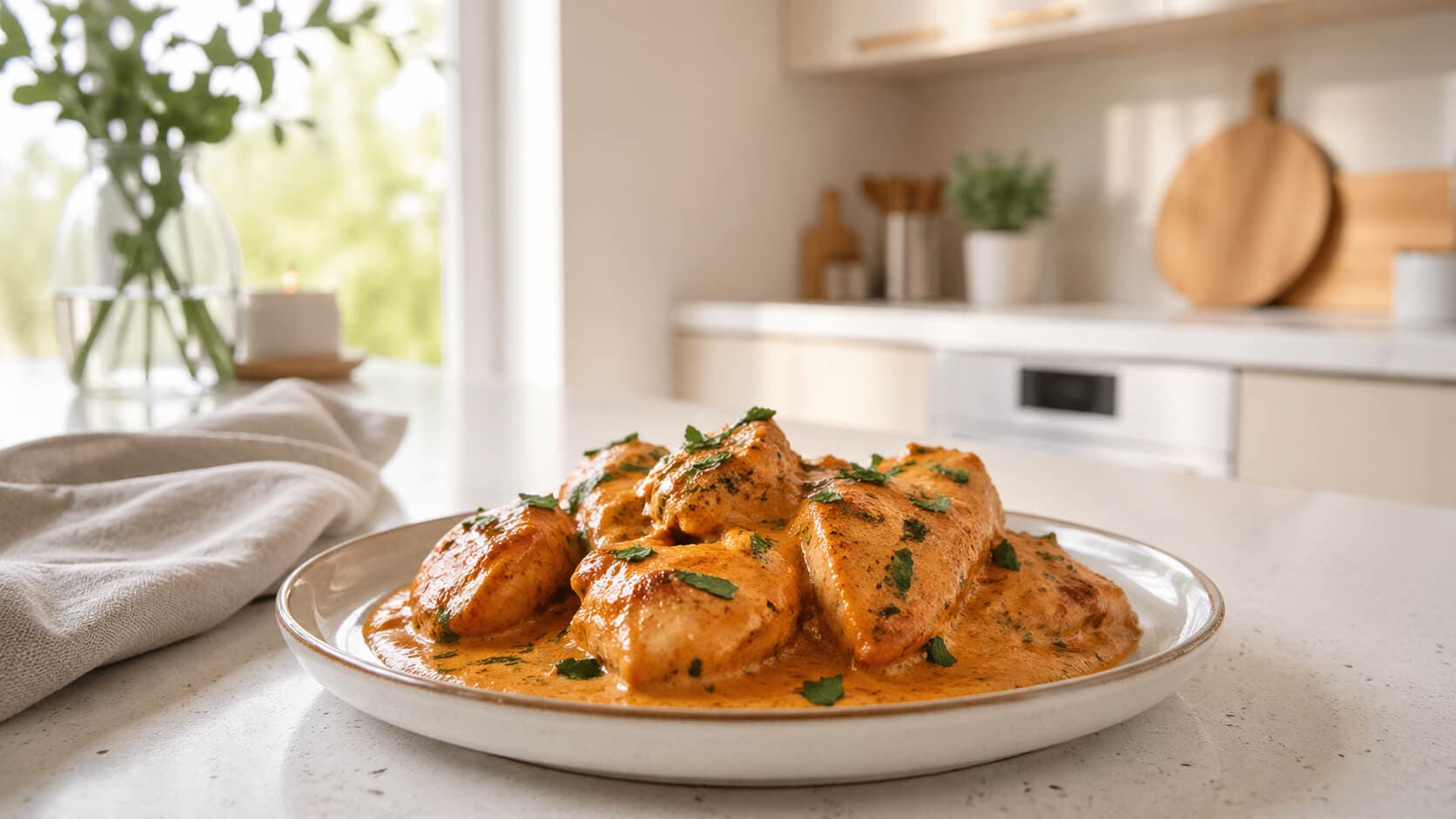 Kylling i kremet paprikasaus