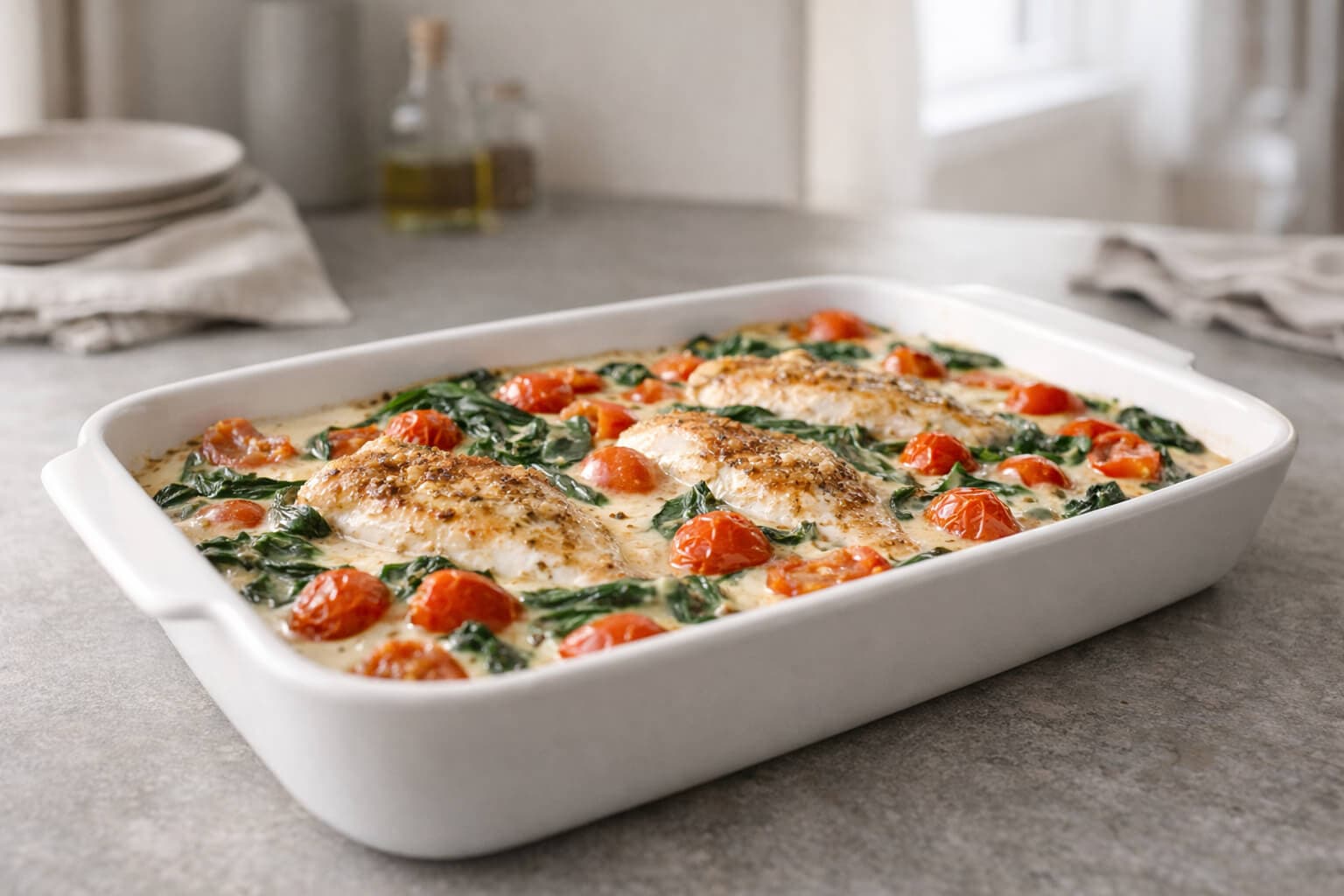 Kyllingform med fløte og spinat