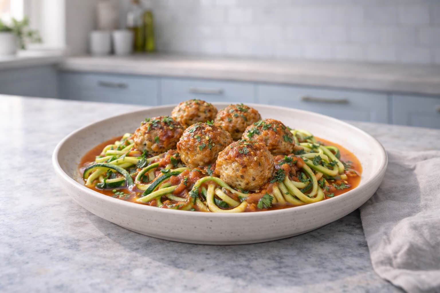 Kyllingkjøttboller med squashnudler