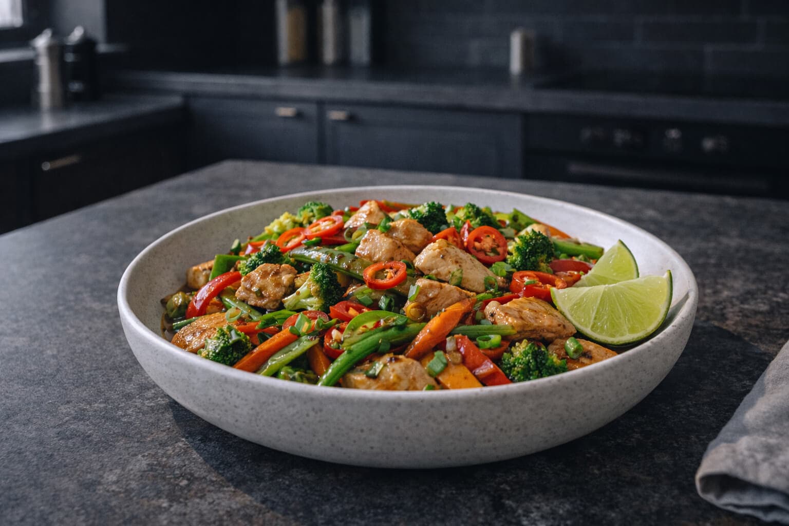 Kyllingwok med chili og lime
