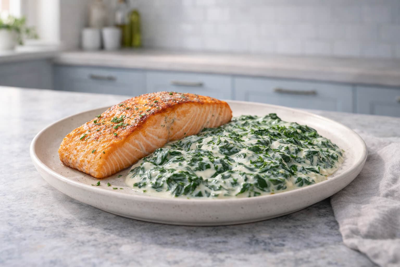Laks med kremet spinat