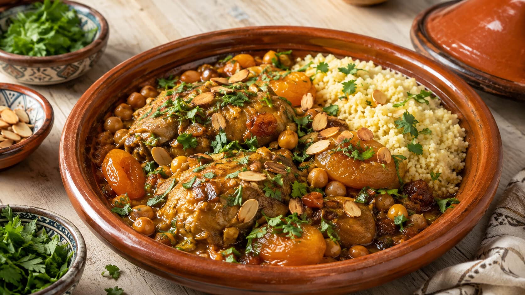 Marokkansk kyllingtagine med aprikos og couscous