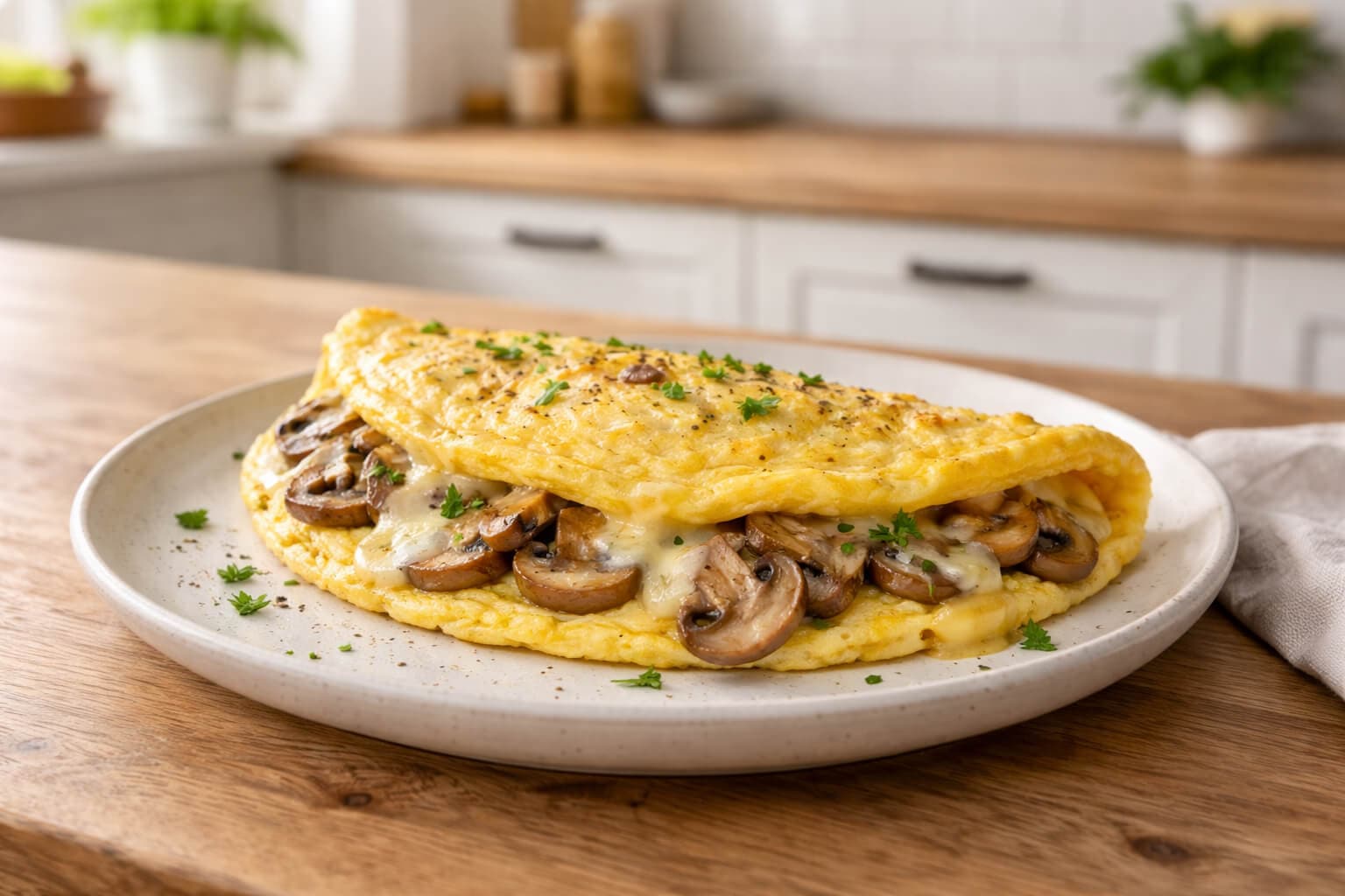 Omelett med sopp og ost