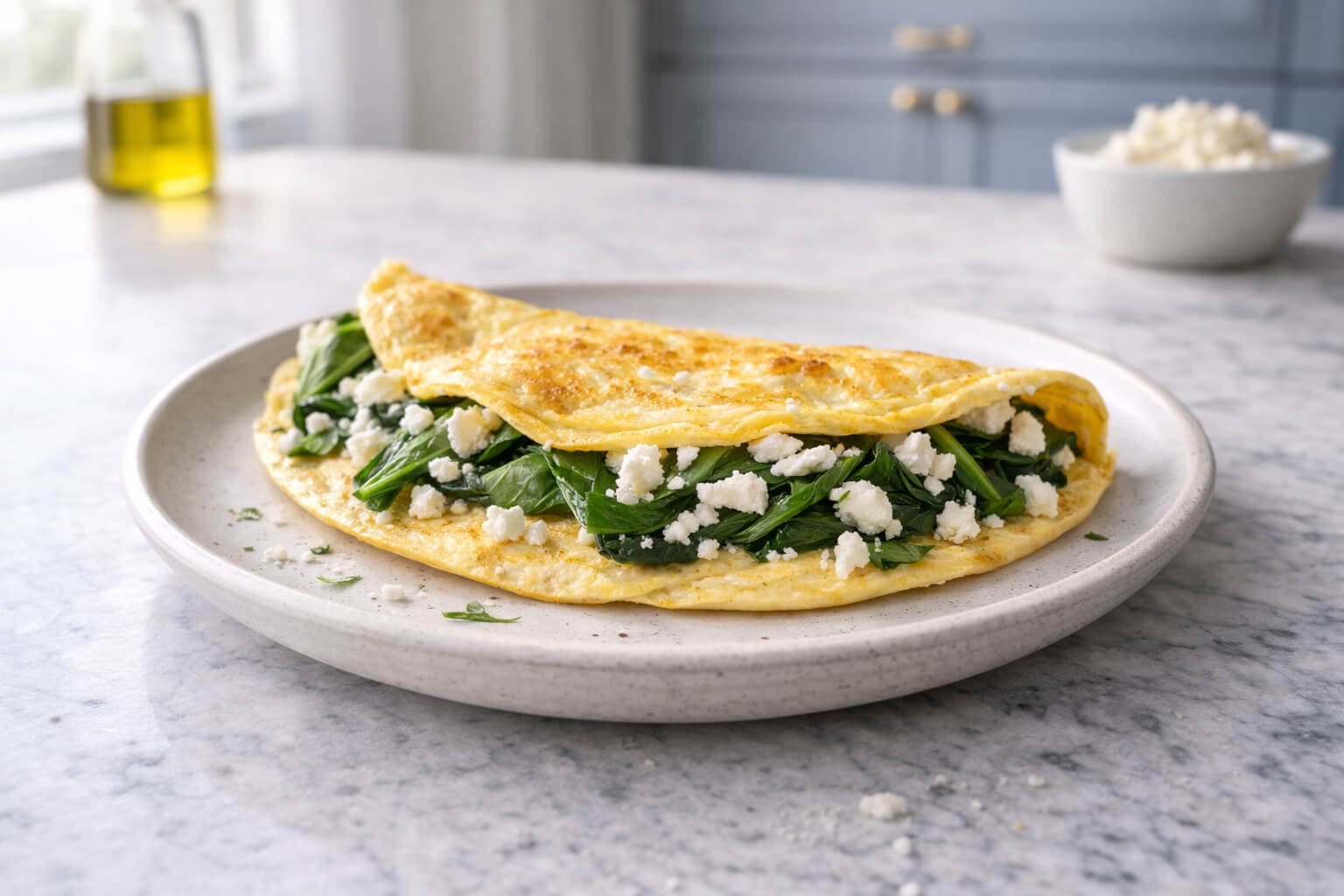 Omelett med spinat og feta