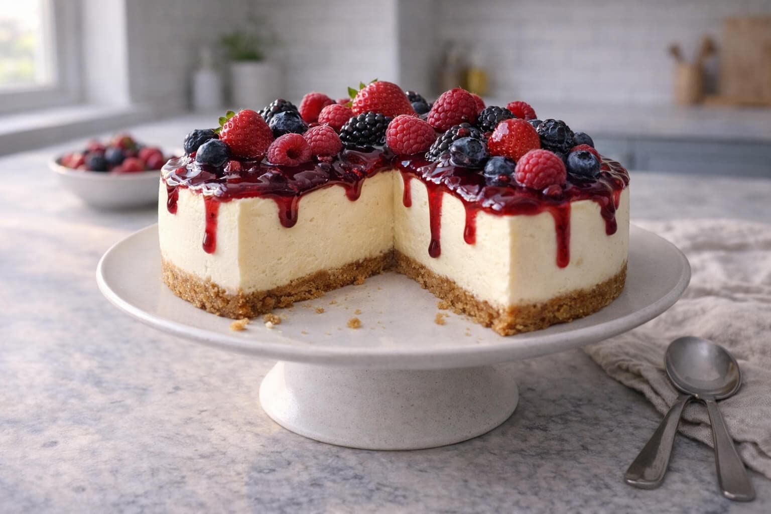Ostekake med bær