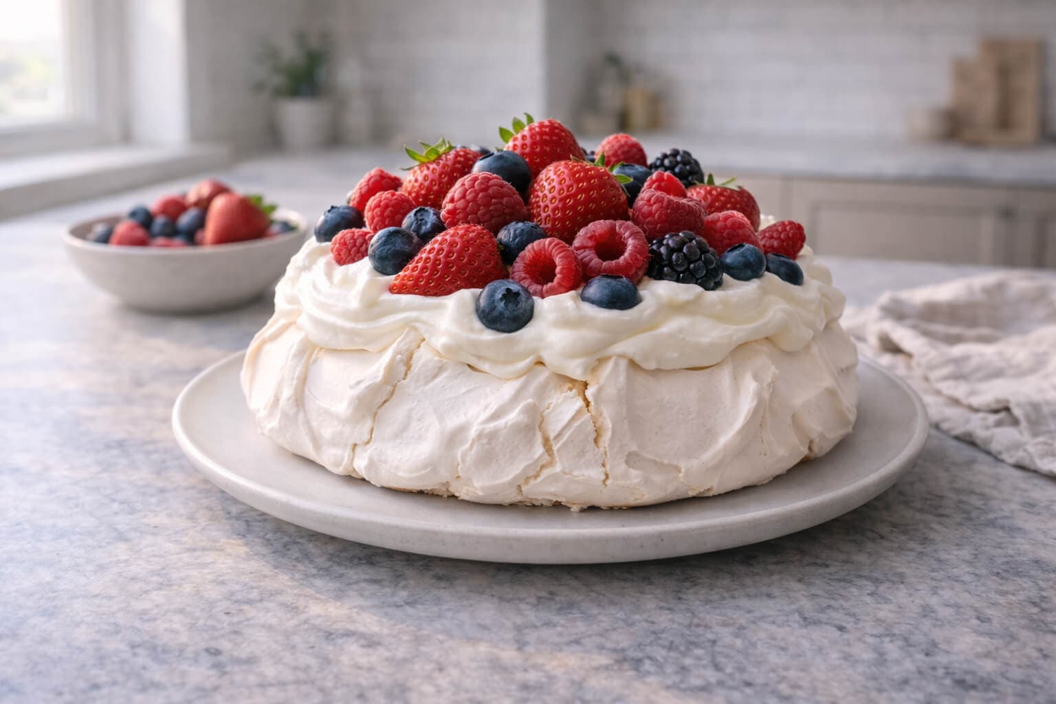 Pavlova med friske bær