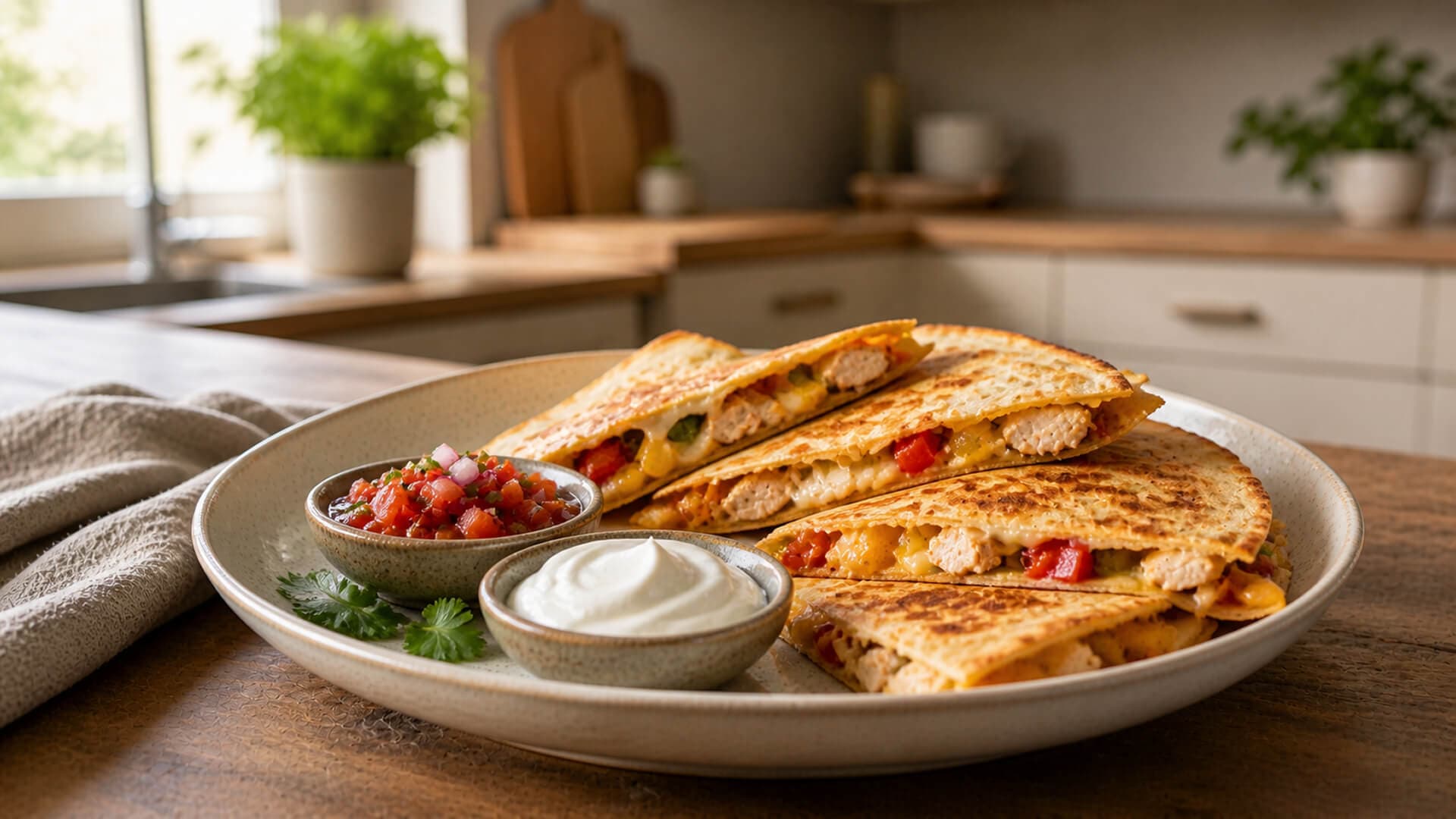 Quesadilla med kylling og ost