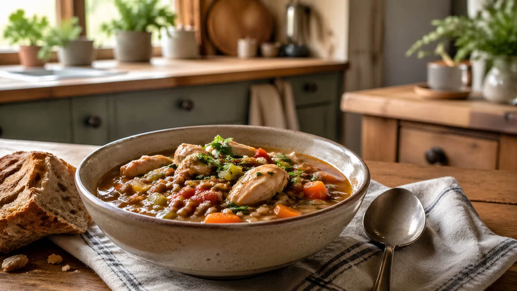 Rask gryte med kylling og linser