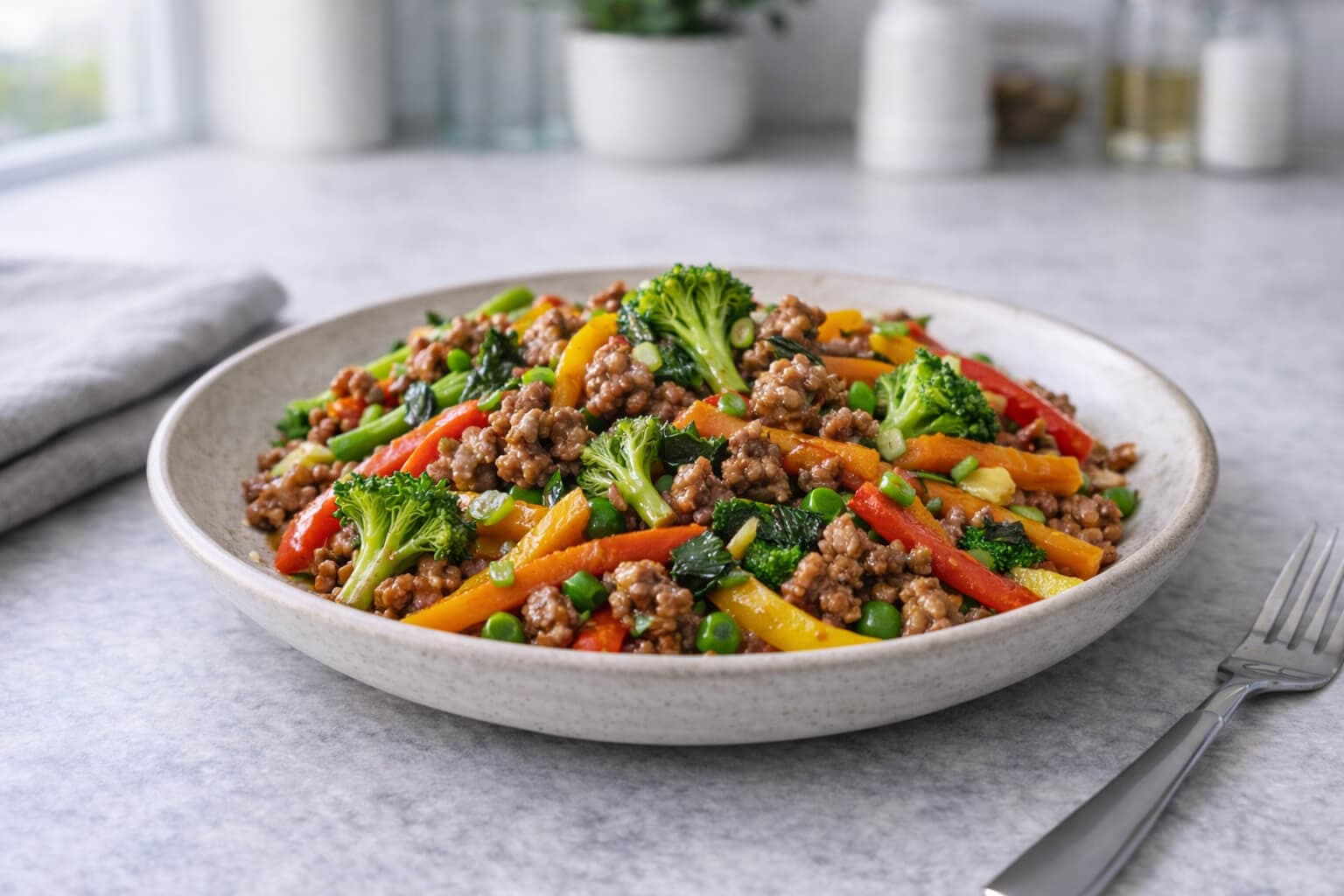 Rask wok med kjøttdeig