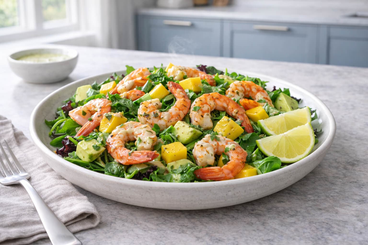 Reker og mangosalat med lime og chili