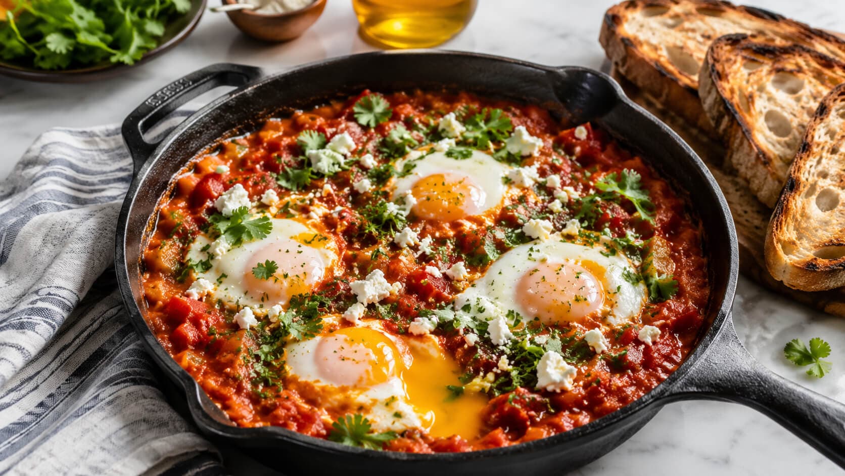 Shakshuka med feta og urter