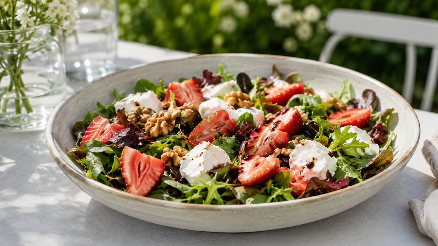 Sommersalat med jordbær og chèvre