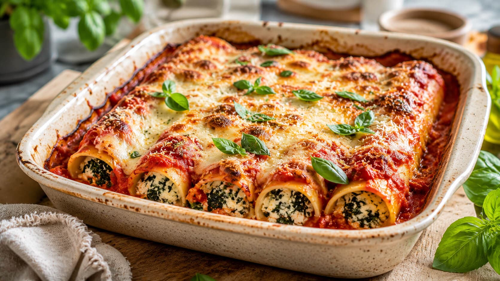 Spinat- og ricottafylt cannelloni